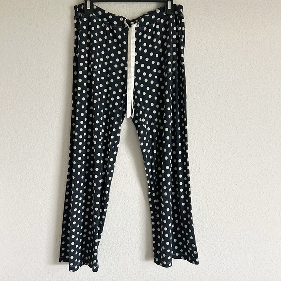 Soma Pajama Shirt and Pants Set Navy Beige Polka Dot Size S/M - Picture 8 of 12